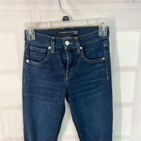 Veronica Beard Debbie Ankle-Crop Skinny Jean Dark river Blue Jean size 23 or 000 - Picture 4 of 11